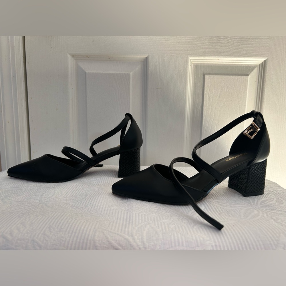 Black Strappy Block Heels
